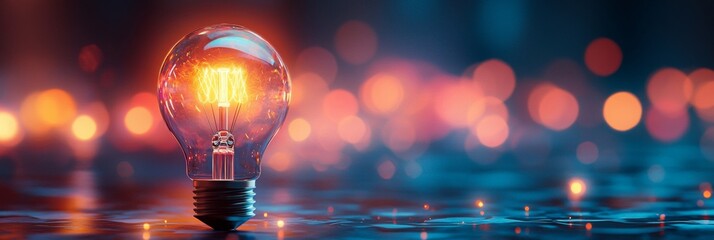 Illuminated Inspiration, a bright light bulb symbolizes creativity, with a blurred brainstorming session capturing the essence of idea generation