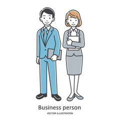 男女の新入社員の全身イラスト