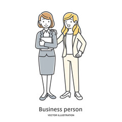 Fototapeta premium 立ち話をする女性の会社員のイラスト