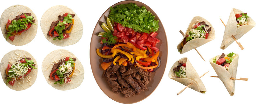 Soft shell taco collection - Ready to use Premium PNG Cutout isolated image.