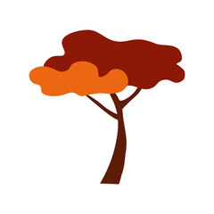 Autumn, cozy set Trees of leaves, and acorns. Vector illustration.