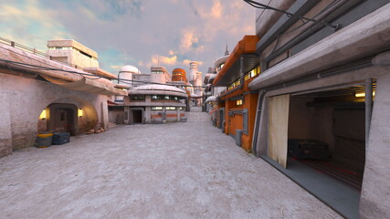 石造りの街並み　3DCGレンダリング