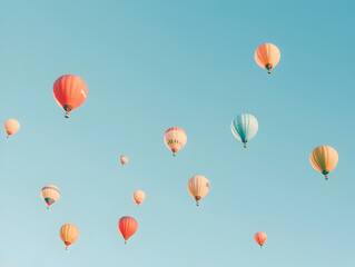Fototapeta premium Balloons floating in a clear blue sky.