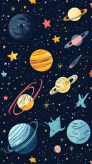 This vibrant design sparks a child's imagination with mythical creatures and celestial themes