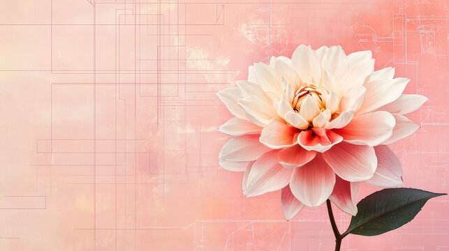 white dalhia on pink background