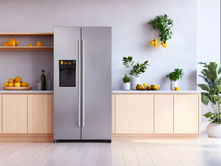 Smart refrigerator with a simple digital display.


