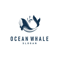 Whale logo design silhouette animal giant fish orca sea concept simple template illustration