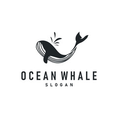 Whale logo design silhouette animal giant fish orca sea concept simple template illustration