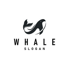 Whale logo design silhouette animal giant fish orca sea concept simple template illustration © Mayliana
