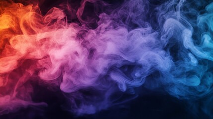 Fototapeta premium A mesmerizing image of swirling smoke featuring a vibrant gradient palette transitioning smoothly from warm to cool colors, evoking a sense of creativity and mystery.