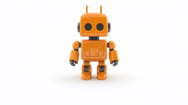 A small orange robot on a white background