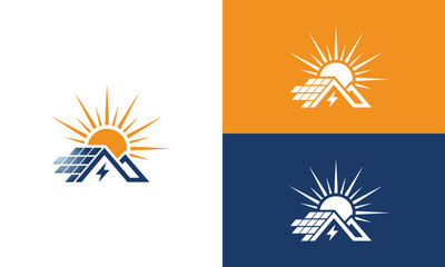 Obraz premium Solar Electric Sun Power Home Logo Design Eco-Friendly Vector Design Inspiration