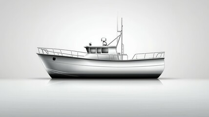Naklejka premium A large white boat is shown on a white background