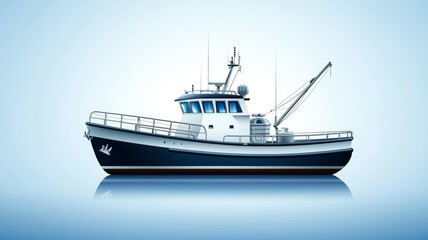 Naklejka premium A large fishing boat is on the water