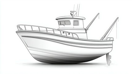 Naklejka premium A white boat with a blue stripe on the side