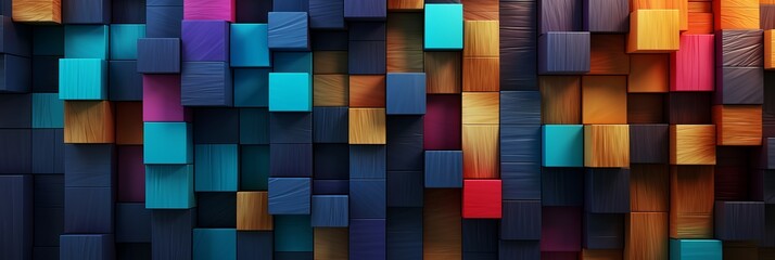 Colorful wooden blocks arranged in an artistic pattern on a textured background