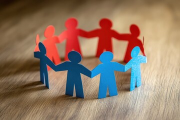 Circles of Unity: A visually captivating image of colorful, paper figures, linked hand-in-hand to form a circle, representing cooperation, community, and human connection