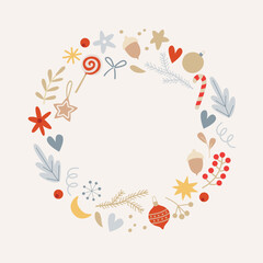 Winter decorative Christmas frame isolated on white background.