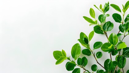 Vibrant Green Foliage Against a White Background Highlighting Fresh Leaves and Natural Beauty