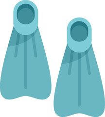 This is a pair of blue flippers for diving, shown in isometric view