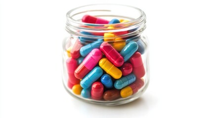 Colorful medicine capsule tablet. Dietary supplements, vitamin and biohacking pill
