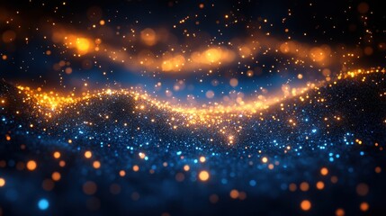 A celestial landscape of twinkling lights, with a soft blue and gold glow, creating a captivating and ethereal backdrop for dreams and imagination