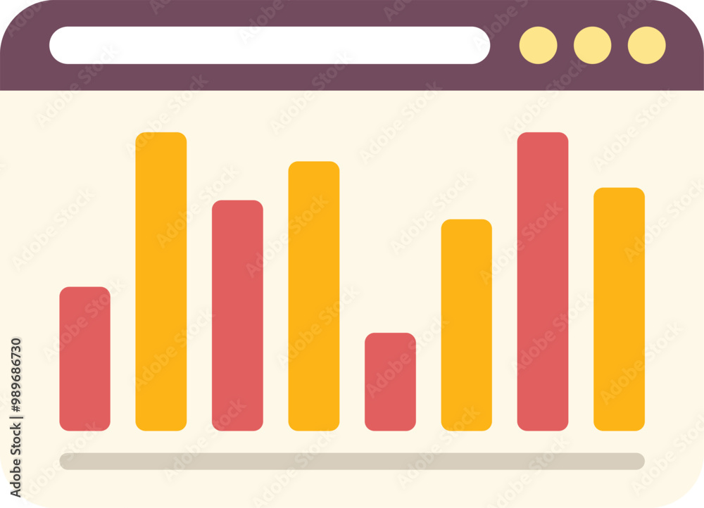 Aufkleber statistical data bars displayed inside browser window, concept of web analytics