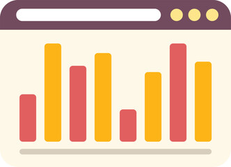 Statistical data bars displayed inside browser window, concept of web analytics