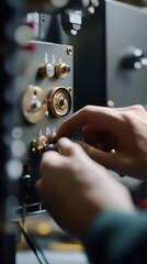 Hands Adjusting Vintage Machine