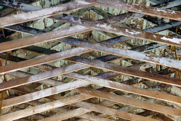 Roof under side wooden structure 