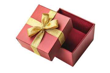 Elegant Red Gift Box with Ribbon and Ornate Design, Perfect for Special Occasions, Holidays, and Romantic Gifts, Isolated on Transparent Background