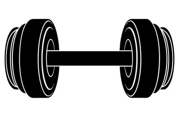 dumbbell flat silhouette icon illustration