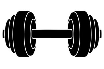 dumbbell flat silhouette icon illustration