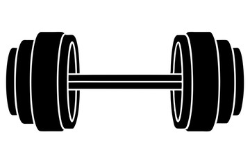 dumbbell flat silhouette icon illustration