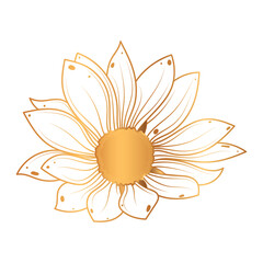 Golden sunflower outline with intricate petal details Vector