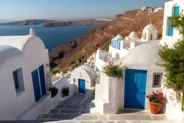 Fototapeta premium ギリシャのギリシャのサントリーニ島のような美しい街並みと景色