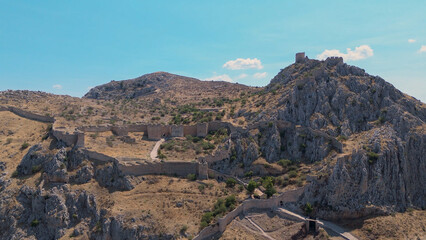 greece peloponnese region acrocorinth ancient city aerial view on daylight