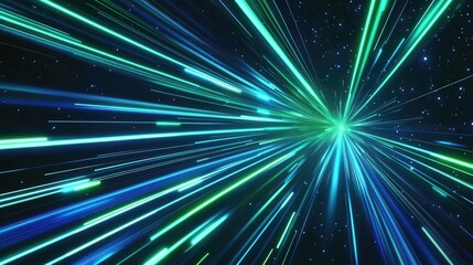 Naklejka premium abstract background with blue and green glowing lines, fast concept