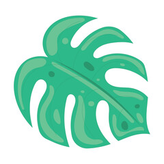 Tropical green monstera leaf with large cutout design Vector
