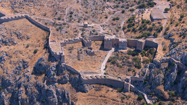 greece peloponnese region acrocorinth ancient city aerial view on daylight