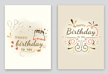Set of Happy Birthday Greeting Cards. 