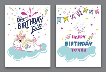 birthday invitation with unicorns