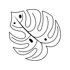 Monstera leaf in black and white with cutout design Vector