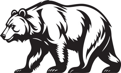 Grizzly laser cut file. bear vector cnc, Wild animal overlay illustration, forest isolated eps, png line art for decal, mug, t shirt, engraving, coaster and wall art