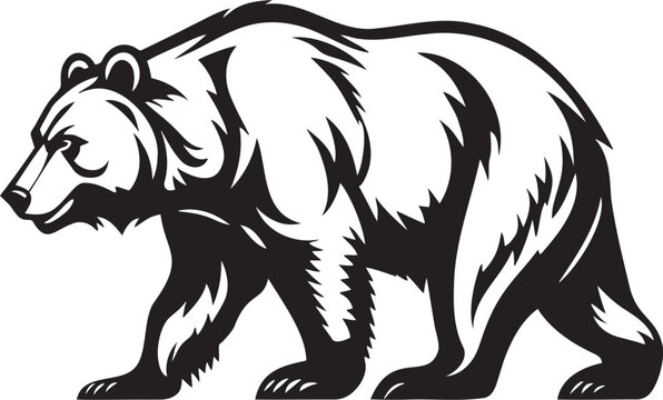 Grizzly laser cut file. bear vector cnc, Wild animal overlay illustration, forest isolated eps, png line art for decal, mug, t shirt, engraving, coaster and wall art