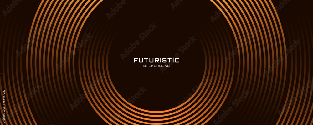 Poster 3d brown lines techno abstract background overlap layer on dark space with circles shapes effect dec