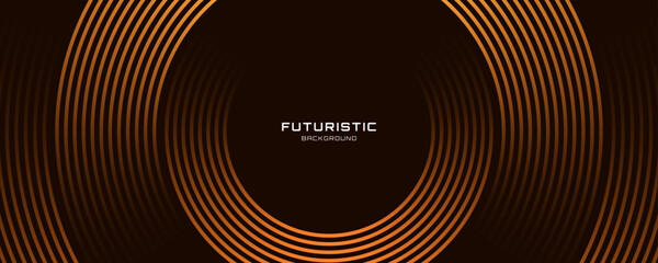 3D brown lines techno abstract background overlap layer on dark space with circles shapes effect decoration. Modern graphic design element stripes style concept for web banner, card, or brochure cover