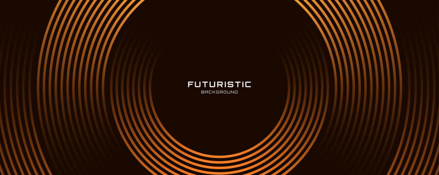 3D brown lines techno abstract background overlap layer on dark space with circles shapes effect decoration. Modern graphic design element stripes style concept for web banner, card, or brochure cover