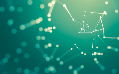 Abstract background. Molecules technology with polygonal shapes, connecting dots and lines. Connection structure. Big data visualization.