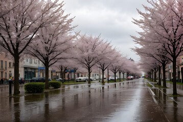 Obraz premium 美しい桜並木の道